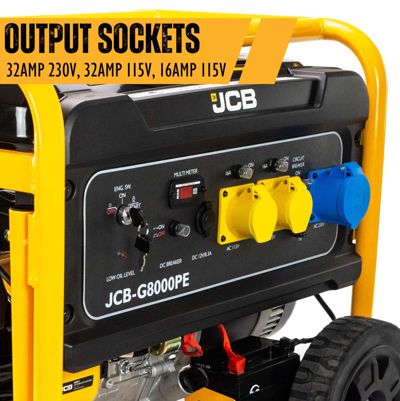 JCB 7.9kW / 9.8kVA Petrol Site Generator | 115V / 230V | 15hp 457cc Engine | Recoil & Electric Start