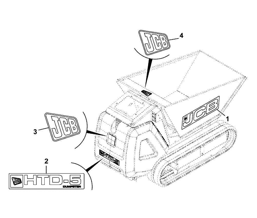 JCB HTD5 Dumpster Decal: 333/R6379