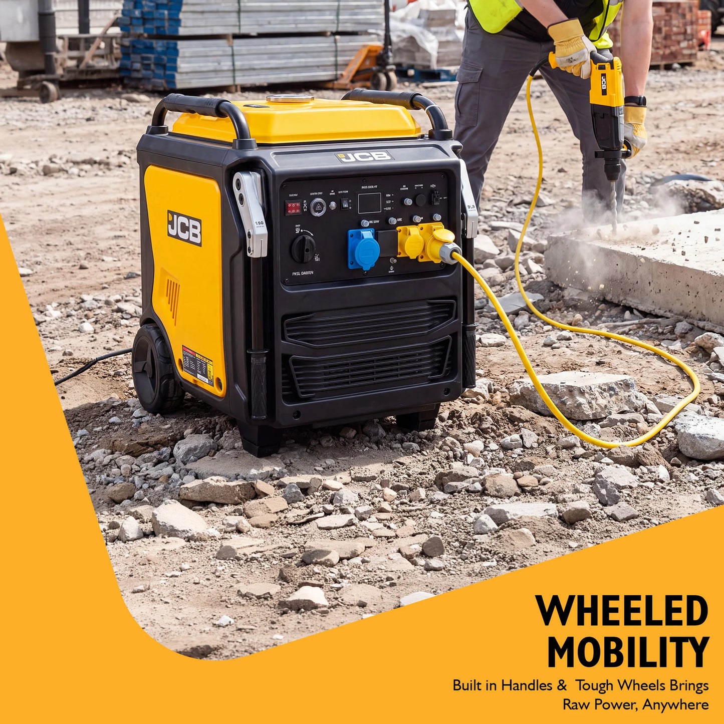 JCB, 11kW Dual-Voltage Inverter Generator, Remote Start, Wheels: ZJCB-IG12000DVE