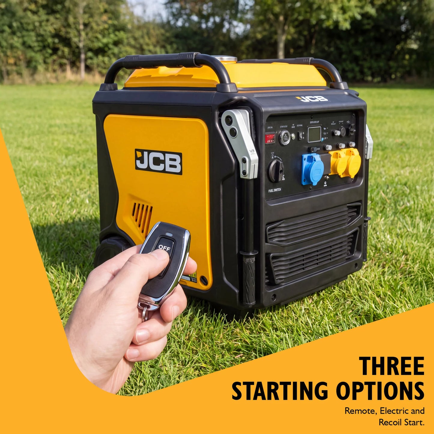 JCB, 11kW Dual-Voltage Inverter Generator, Remote Start, Wheels: ZJCB-IG12000DVE