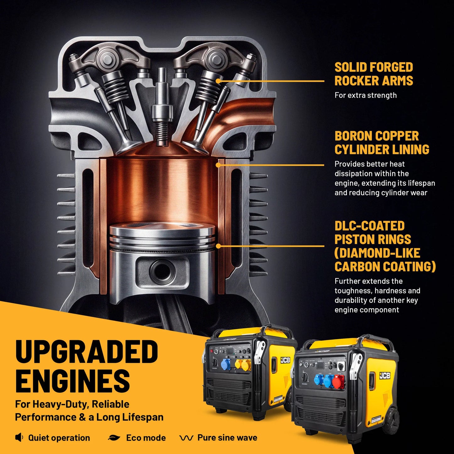 JCB, 11kW Dual-Voltage Inverter Generator, Remote Start, Wheels: ZJCB-IG12000DVE