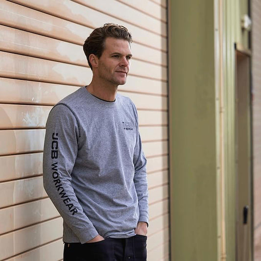 JCB Workwear Long Sleeve Grey T-Shirt