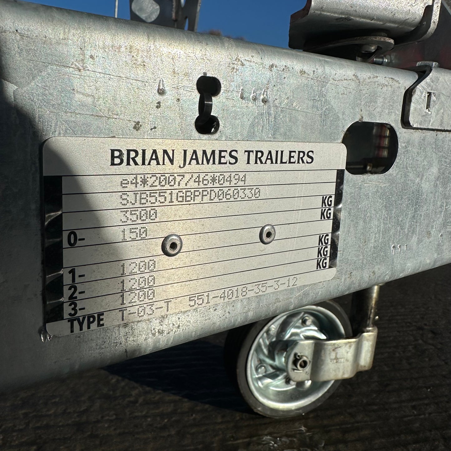 General Plant Trailer - 4.0m x 1.8m, 3.5t, 3 Axle, 12in wheel - Brian James