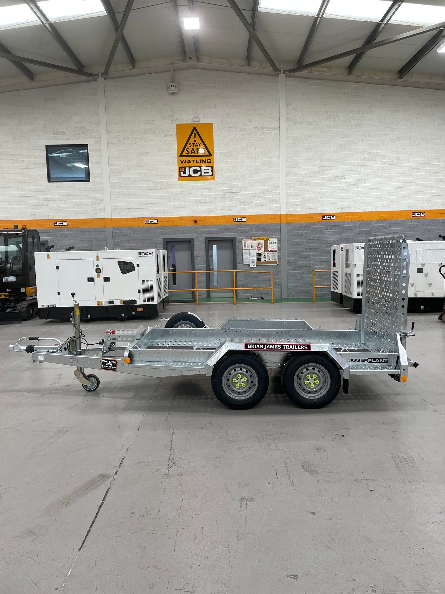 Digger Plant Trailer - 2.8m x 1.3m, 2.7t, 2 Axle, 13in wheel - Brian James