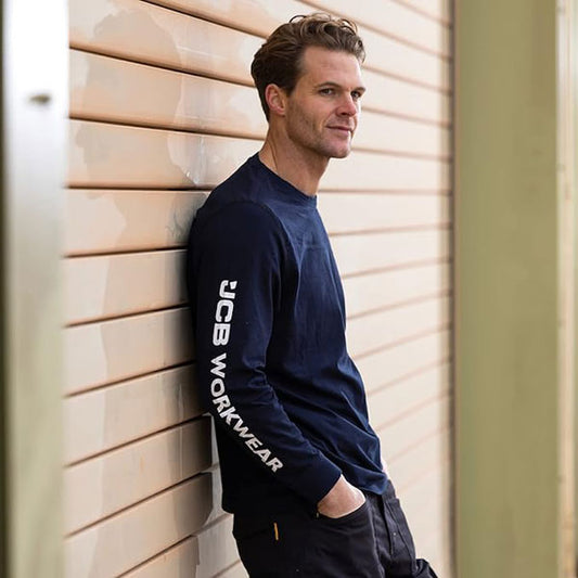 JCB Workwear Long Sleeve Navy T-Shirt