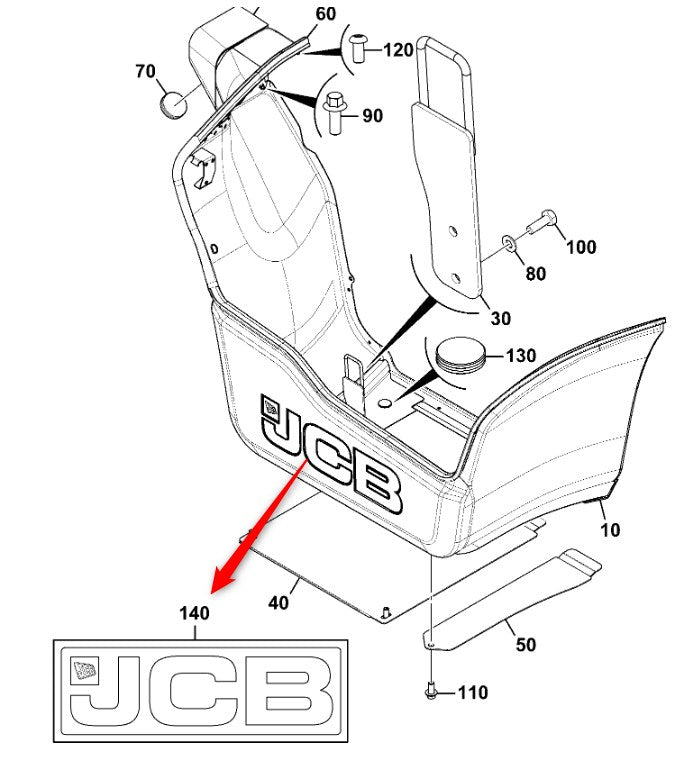 JCB Decal - Engine Pod Side: 402/L6465