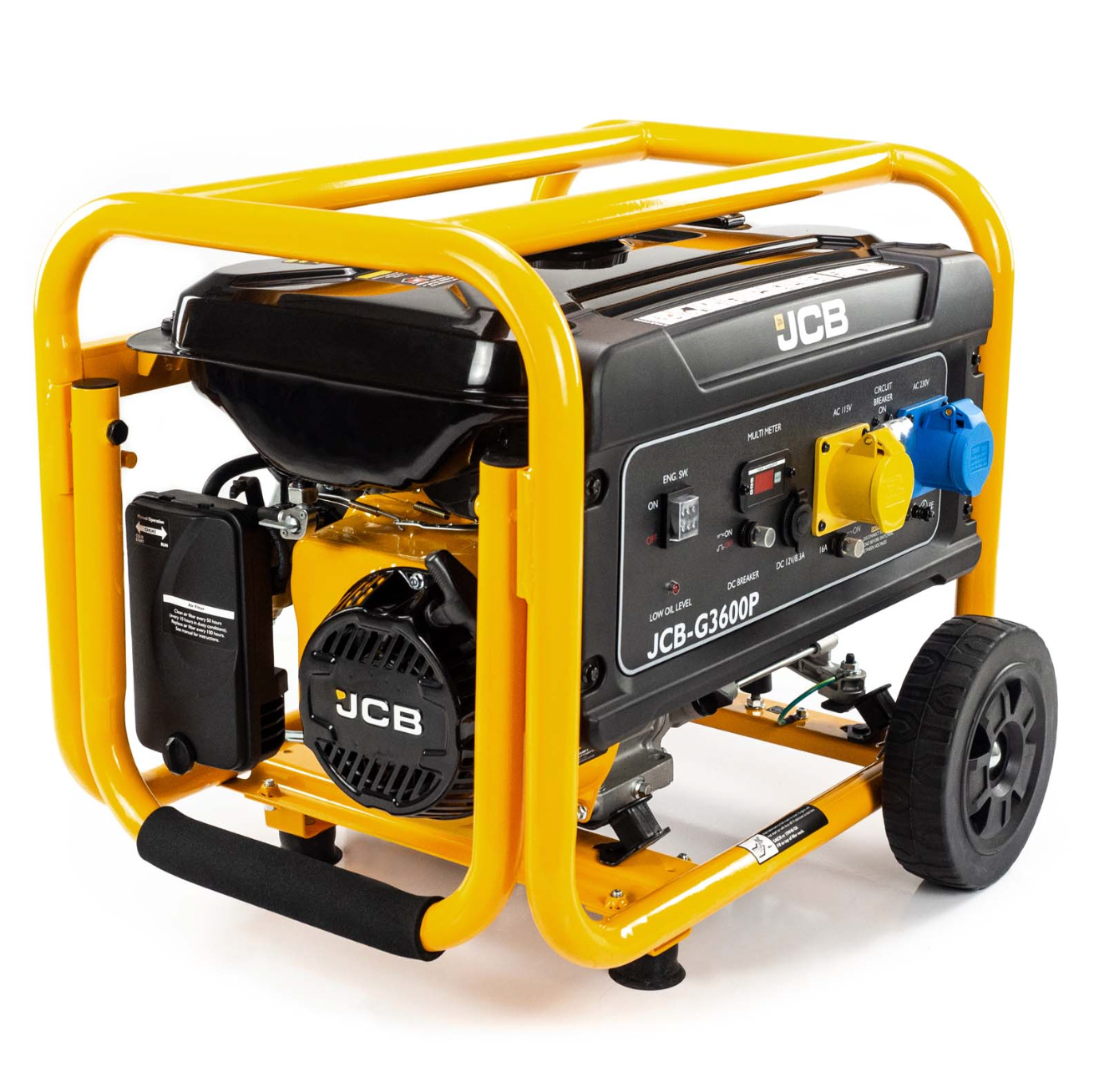 JCB 3.6kW / 4.5kVA Petrol Site Generator 115V / 230V 7.5hp 224cc JCB Engine, Recoil Pull Start