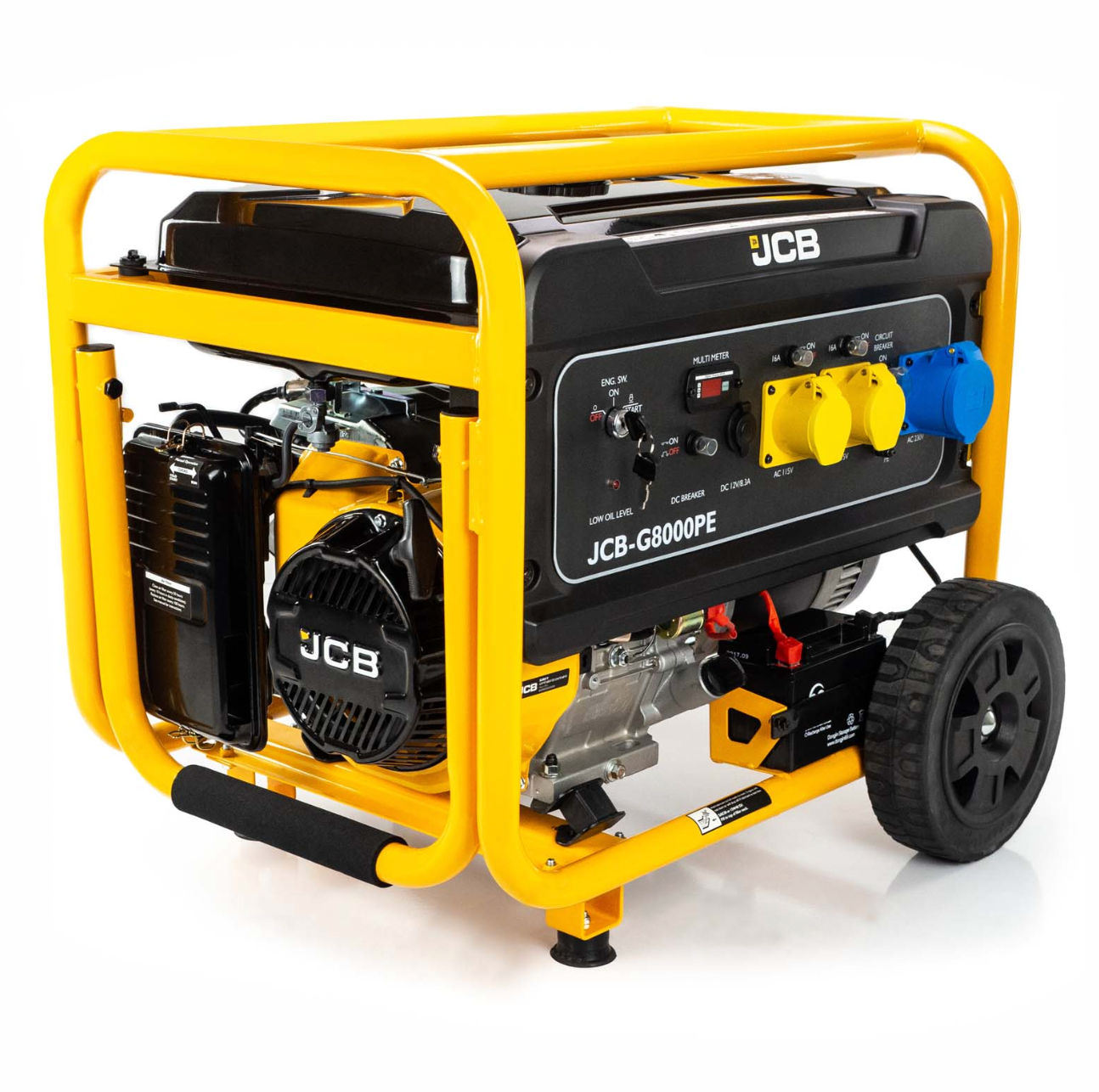 JCB 7.9kW / 9.8kVA Petrol Site Generator | 115V / 230V | 15hp 457cc Engine | Recoil & Electric Start