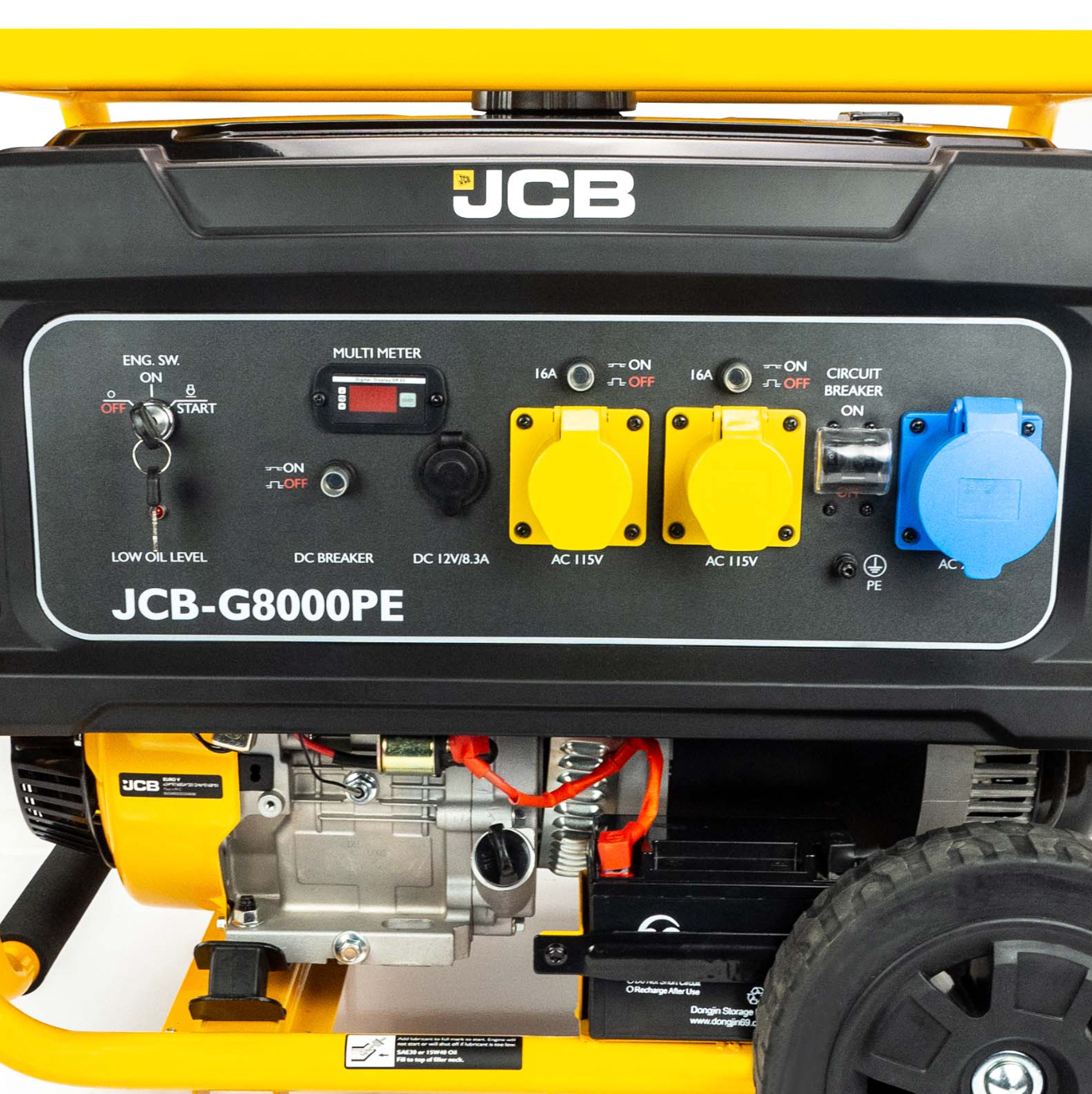 JCB 7.9kW / 9.8kVA Petrol Site Generator | 115V / 230V | 15hp 457cc Engine | Recoil & Electric Start