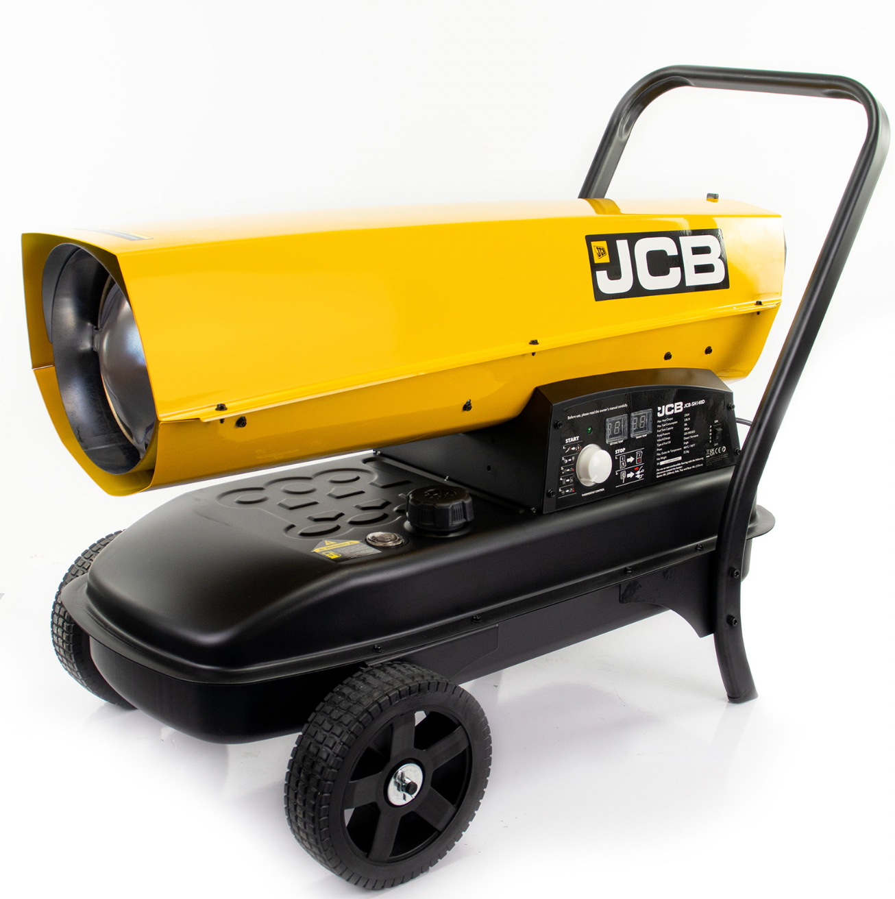 JCB 140,000BTU Diesel Space Heater - 37kW Power, 800m³ Coverage, Dual Fuel (Kerosene/Diesel), Thermostat Control