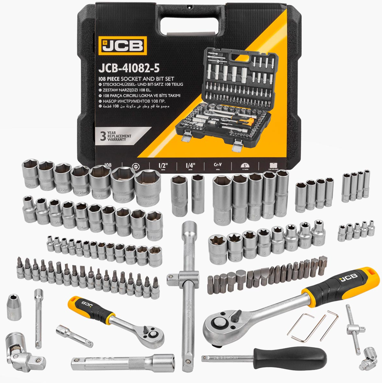 JCB 108 Piece Socket and Bit Set | JCB-41082-5