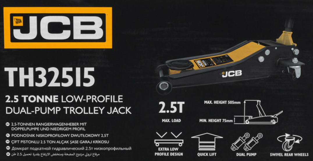 JCB 2.5 Tonne Low-Profile Double-Pump Trolley Jack | JCB-TH32515