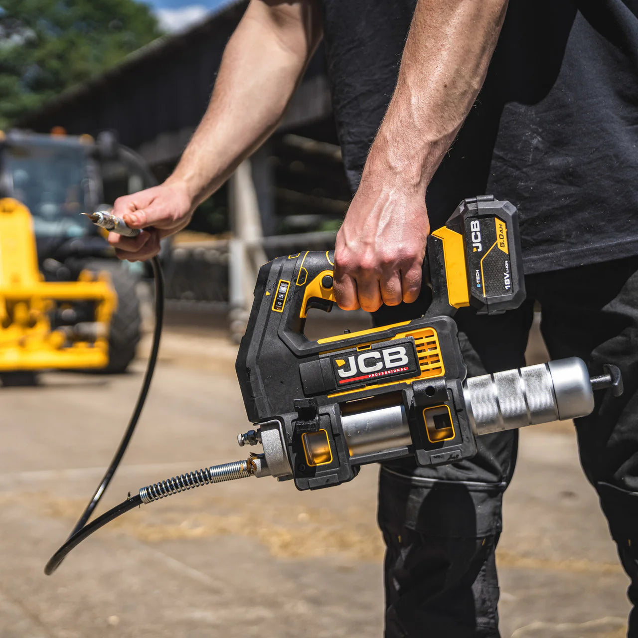 JCB 18V Kit with 1/2" Drive Impact Wrench, Grease Gun, 2 Batteries + Fast Charger: ZJCB-18PKIT-5